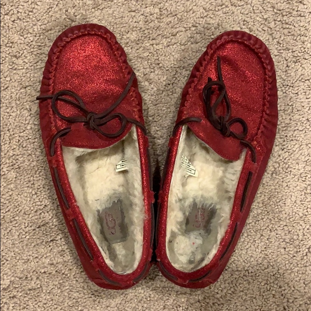 Ugg red glitter slippers size 8